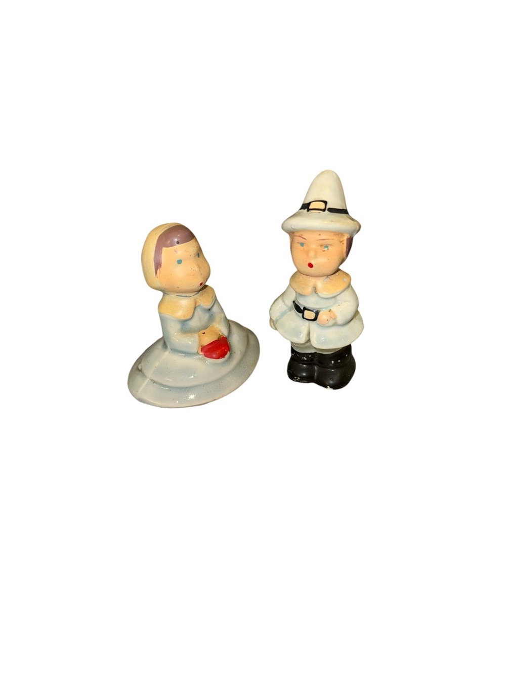 Vintage pilgrim couple salt and pepper shakers